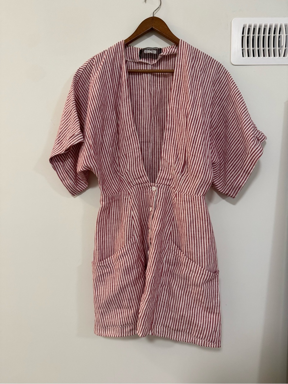 Reformation linen striped dress